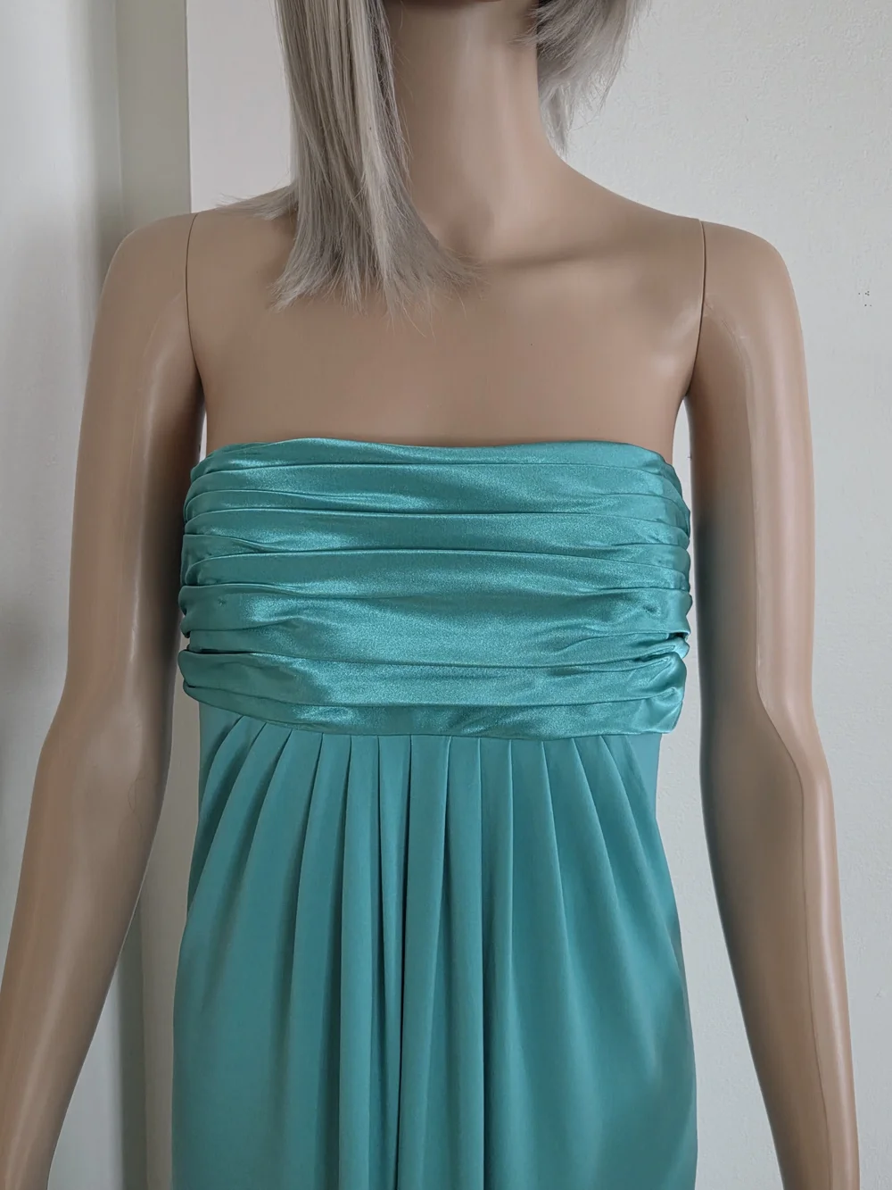 DAVID'S BRIDAL Strapless Maxi Dress Tiffany Blue Size 10 Bridesmaid Formal Prom
